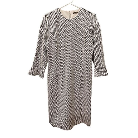 J McLaughlin Dress Women’s L 3/4 Length Bell Sleeve Knit Mini Diamond Jacquard - Picture 1 of 6